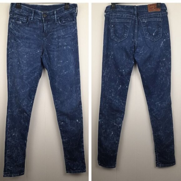 True Religion Size 27 Women's Stretch Acid Washed Abbey Skinny Jeans - Picture 1 of 9